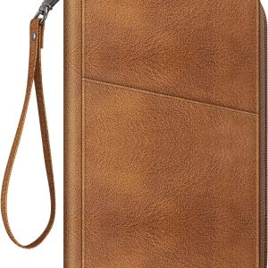 Family Passport Holder Wallet, RFID Blocking Travel Document Organizer Clutch Bag Credit Cards Case Cover for Women Men